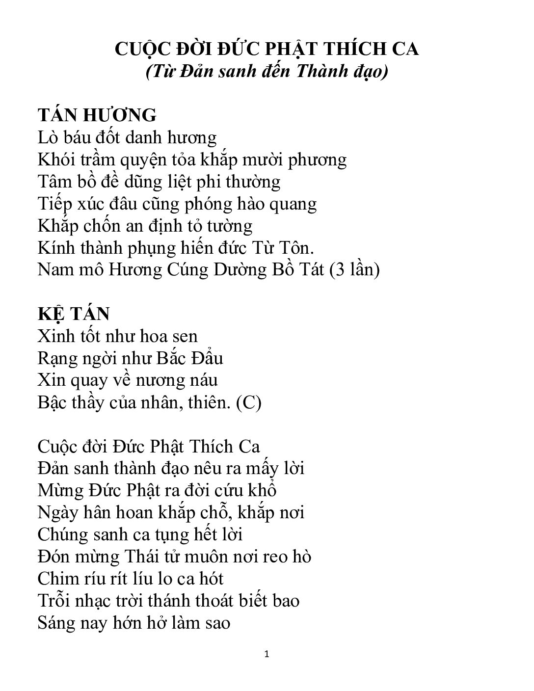 Bìa Kệ Tụng Cuộc Đời Phật Thích Ca Đản Sanh Thành Đạo