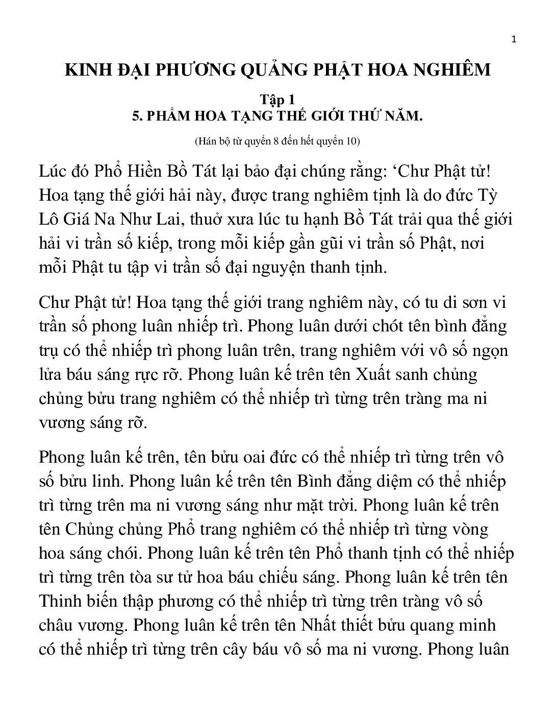 Bìa Kinh Hoa Nghiêm - Tập 1 - Phẩm 05