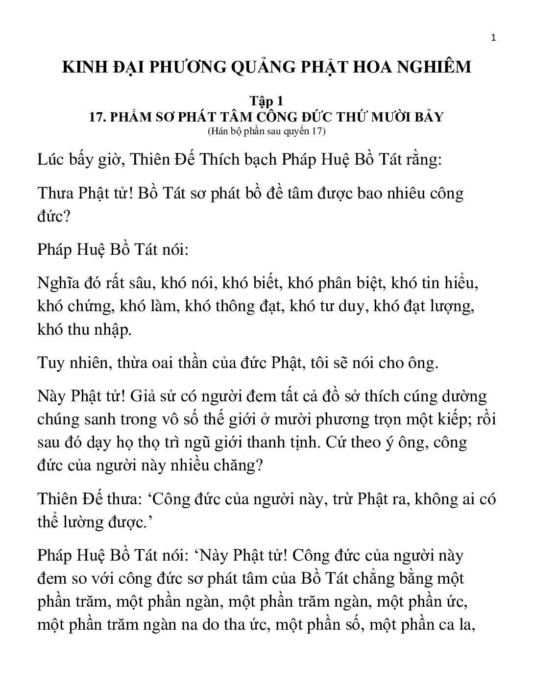 Bìa Kinh Hoa Nghiêm - Tập 1 - Phẩm 17