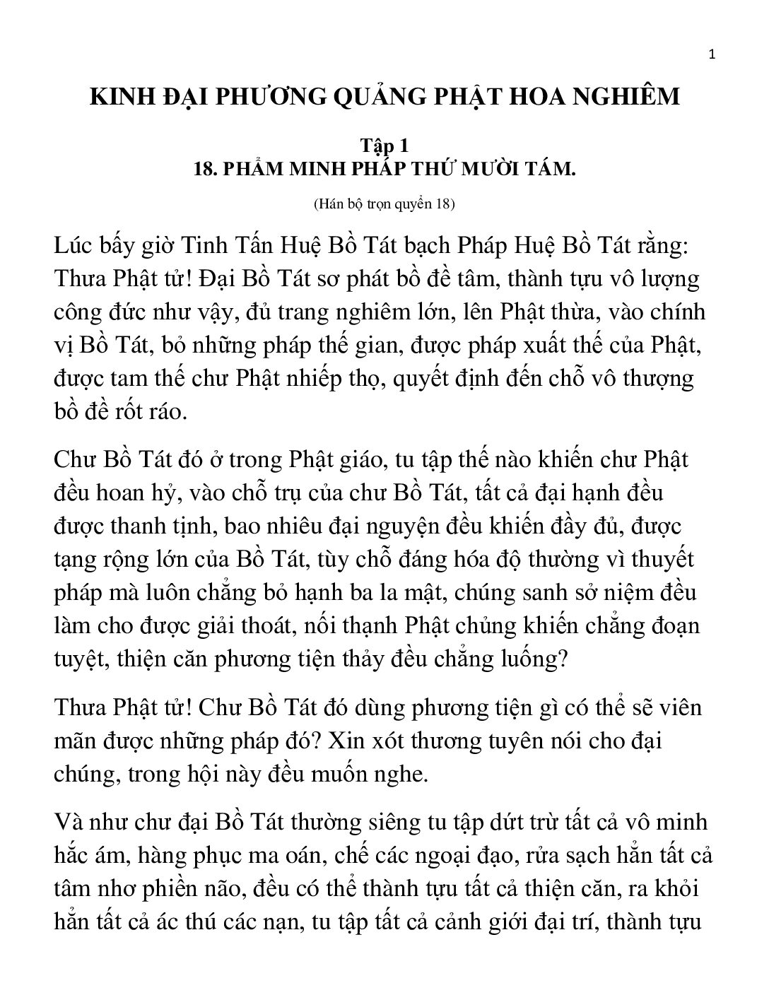 Bìa Kinh Hoa Nghiêm - Tập 1 - Phẩm 18