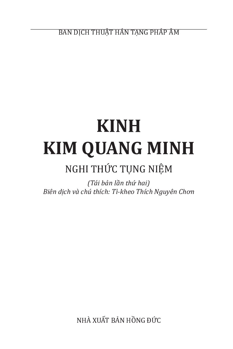 Bìa Kinh Kim Quang Minh - Nghi Thức Tụng Niệm