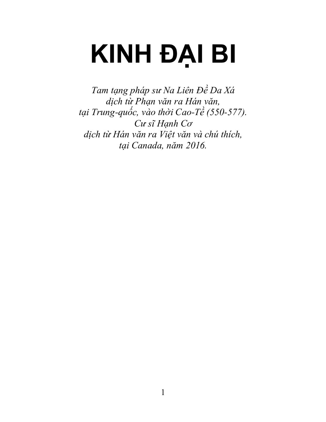 Bìa Kinh Đại Bi - Cư Sĩ Hạnh Cơ dịch