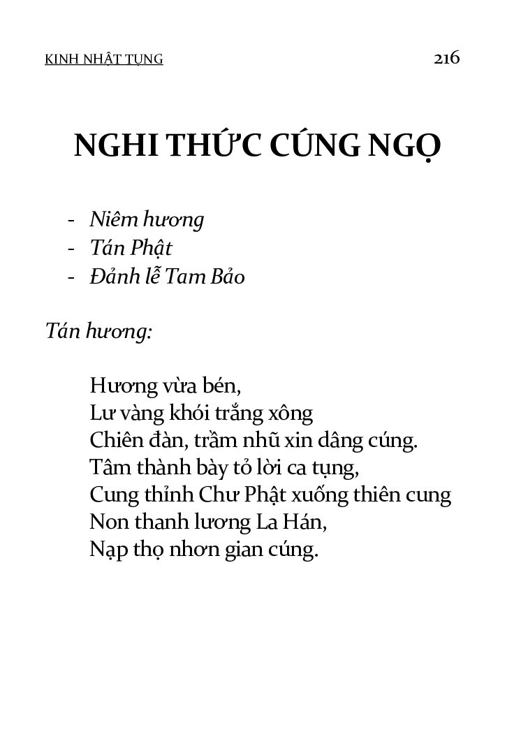 Bìa Nghi Thức Cúng Ngọ - Kinh Nhật Tụng - Trang 216-227
