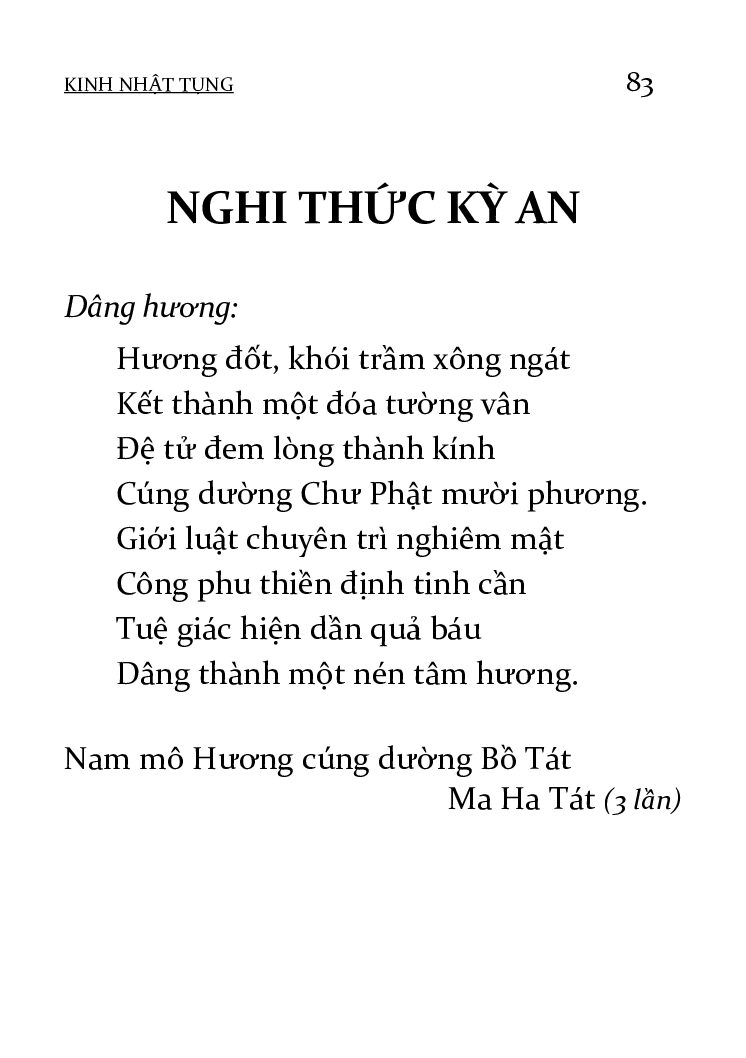 Bìa Nghi Thức Kỳ An - Nhật Tụng Trang 83-129