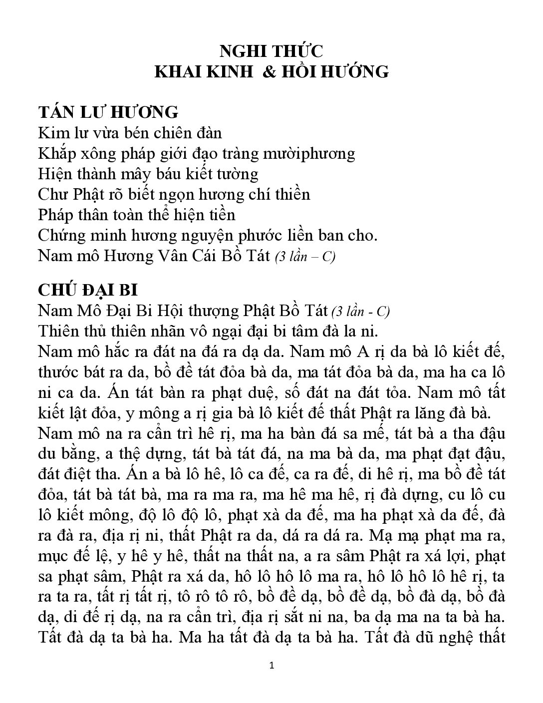 Bìa Nghi Thức Khai Kinh và Hồi Hướng