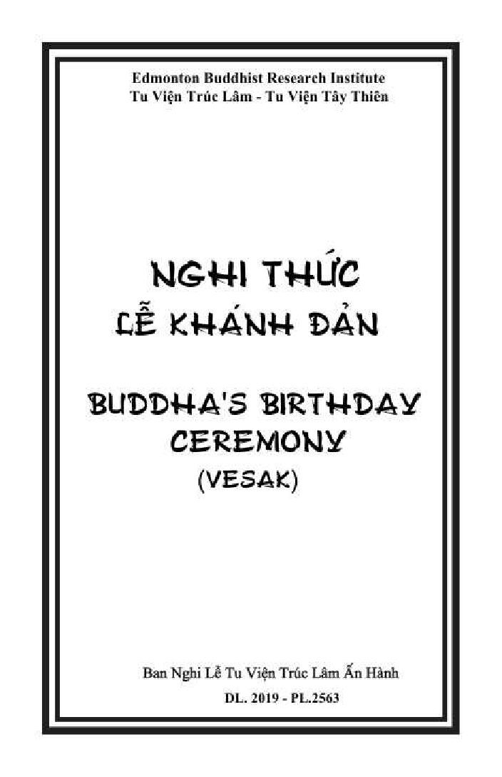 Bìa Nghi Thức Lễ Khánh Đản 2020 - Tiếng Việt