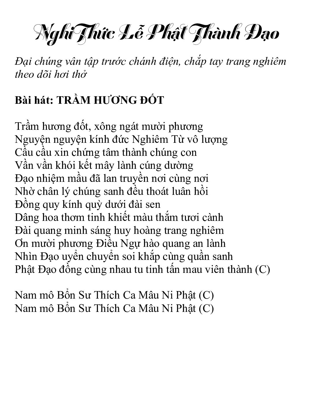Bìa Nghi Thức Lễ Phật Thành Đạo
