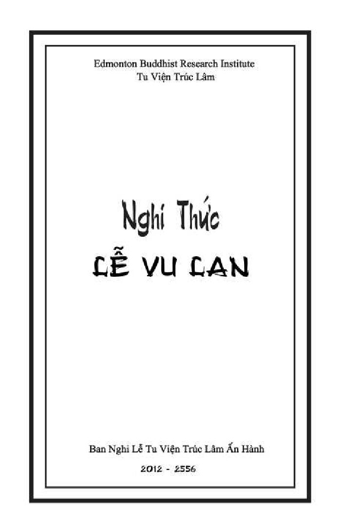 Bìa Nghi Thức Lễ Vu Lan