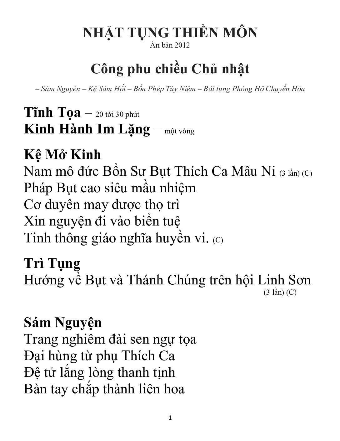 Bìa Nhật Tụng Thiền Môn - Công Phu Chiều Chủ Nhật