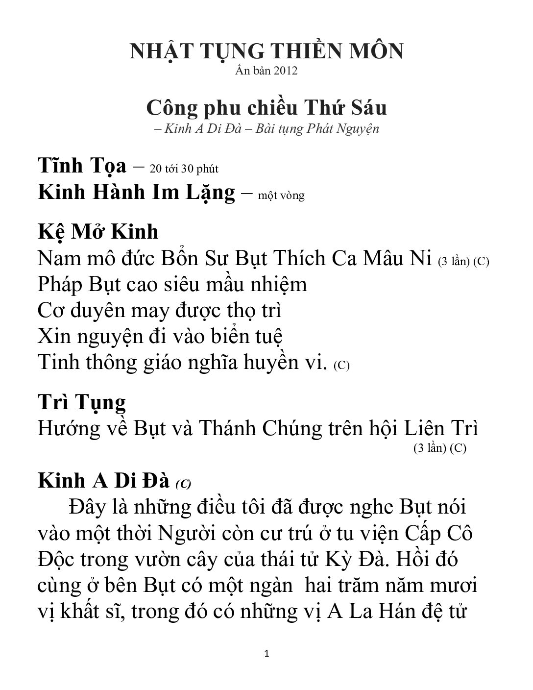 Bìa Nhật Tụng Thiền Môn - Công Phu Chiều Thư Sáu