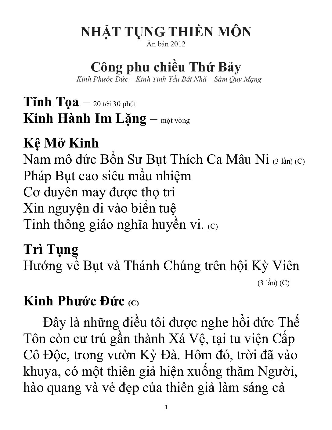 Bìa Nhật Tụng Thiền Môn - Công Phu Chiều Thứ Bảy