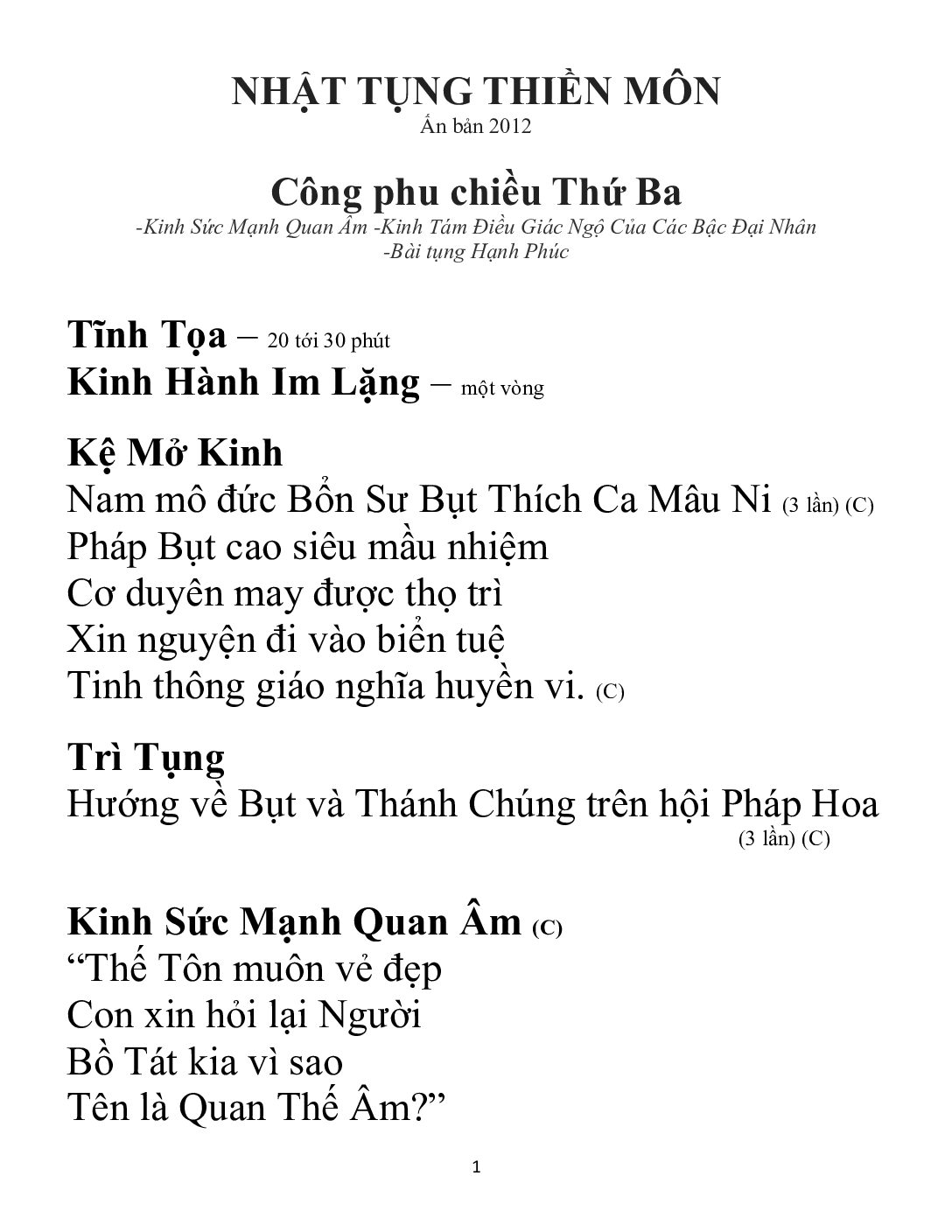 Bìa Nhật Tụng Thiền Môn - Công Phu Chiều Thứ Ba