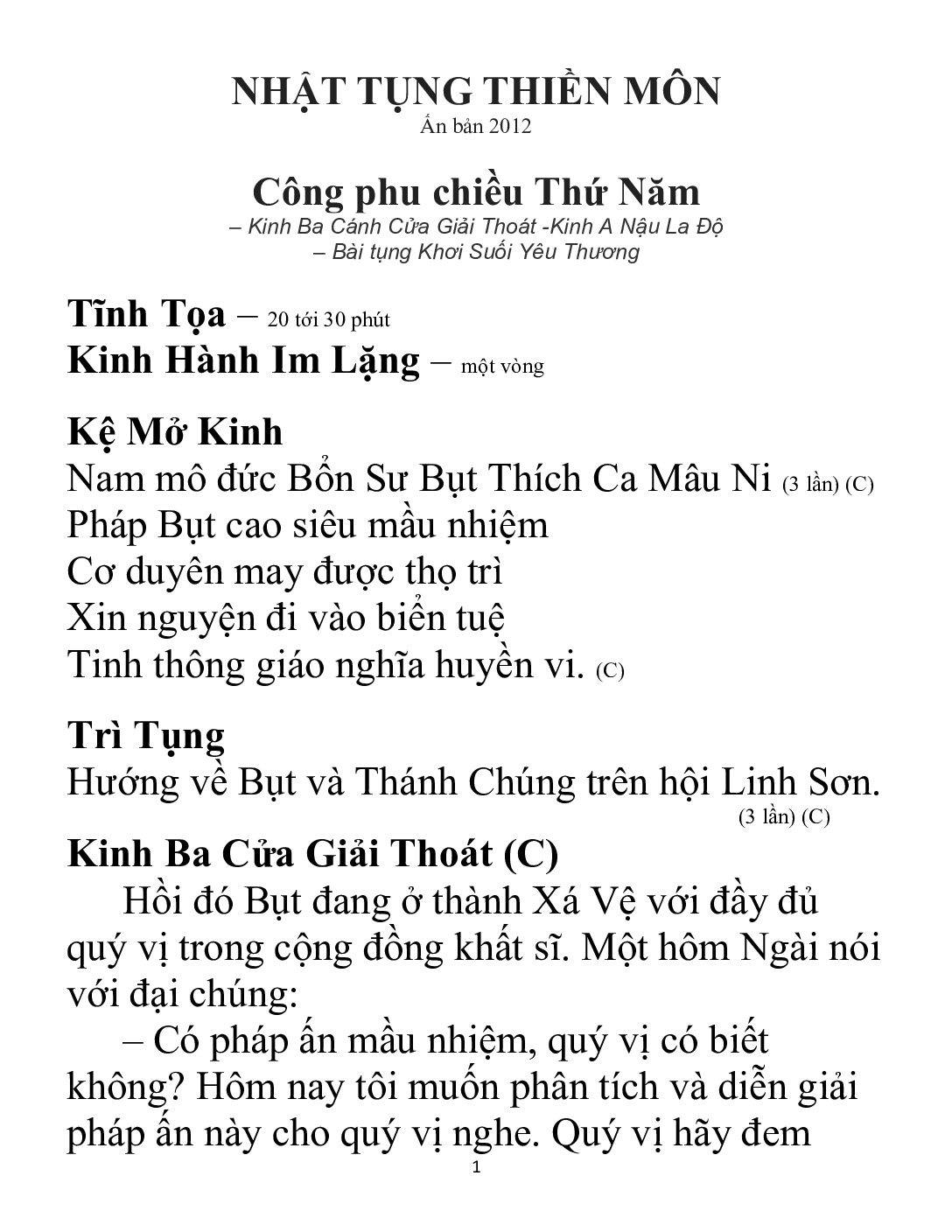 Bìa Nhật Tụng Thiền Môn - Công Phu Chiều Thứ Năm