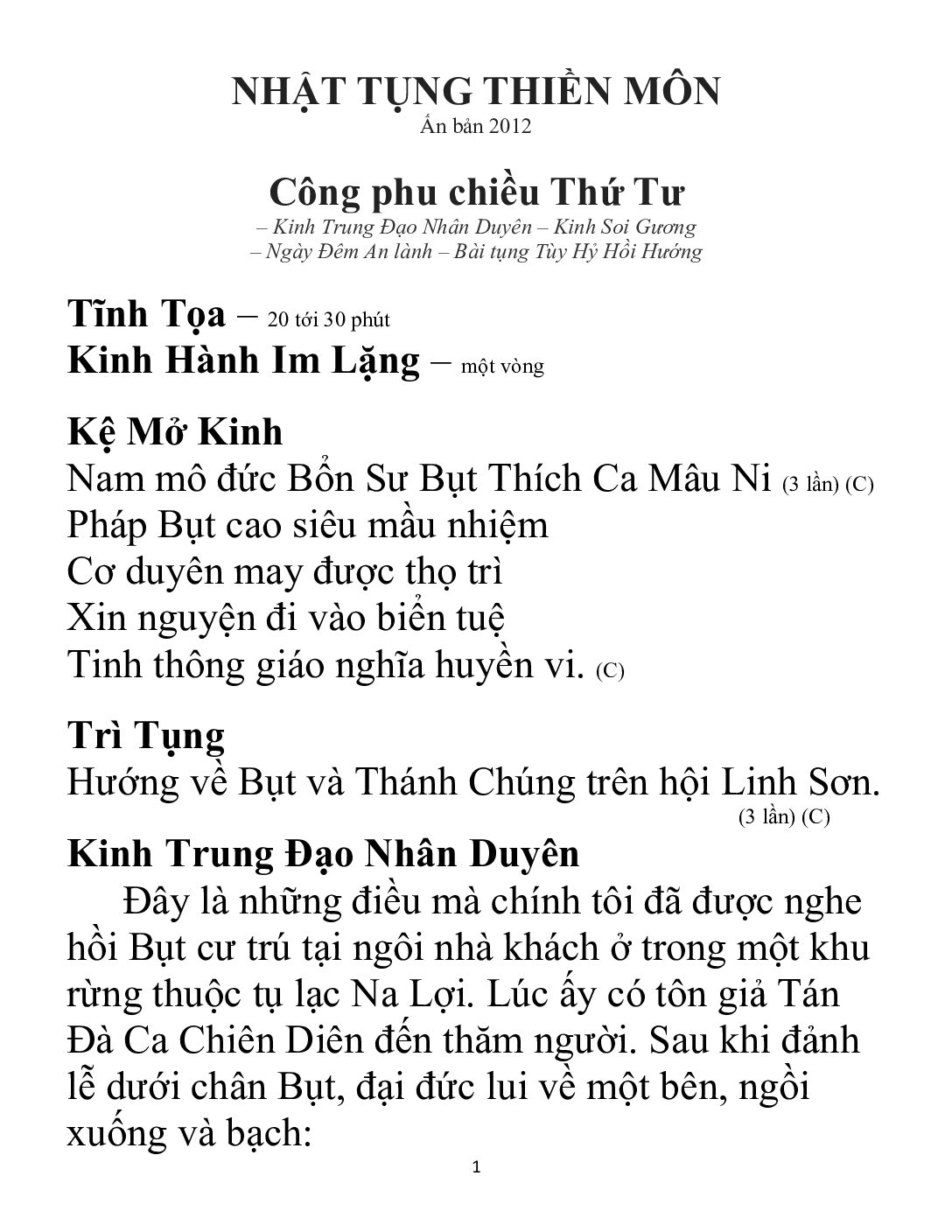 Bìa Nhật Tụng Thiền Môn - Công Phu Chiều Thứ Tư
