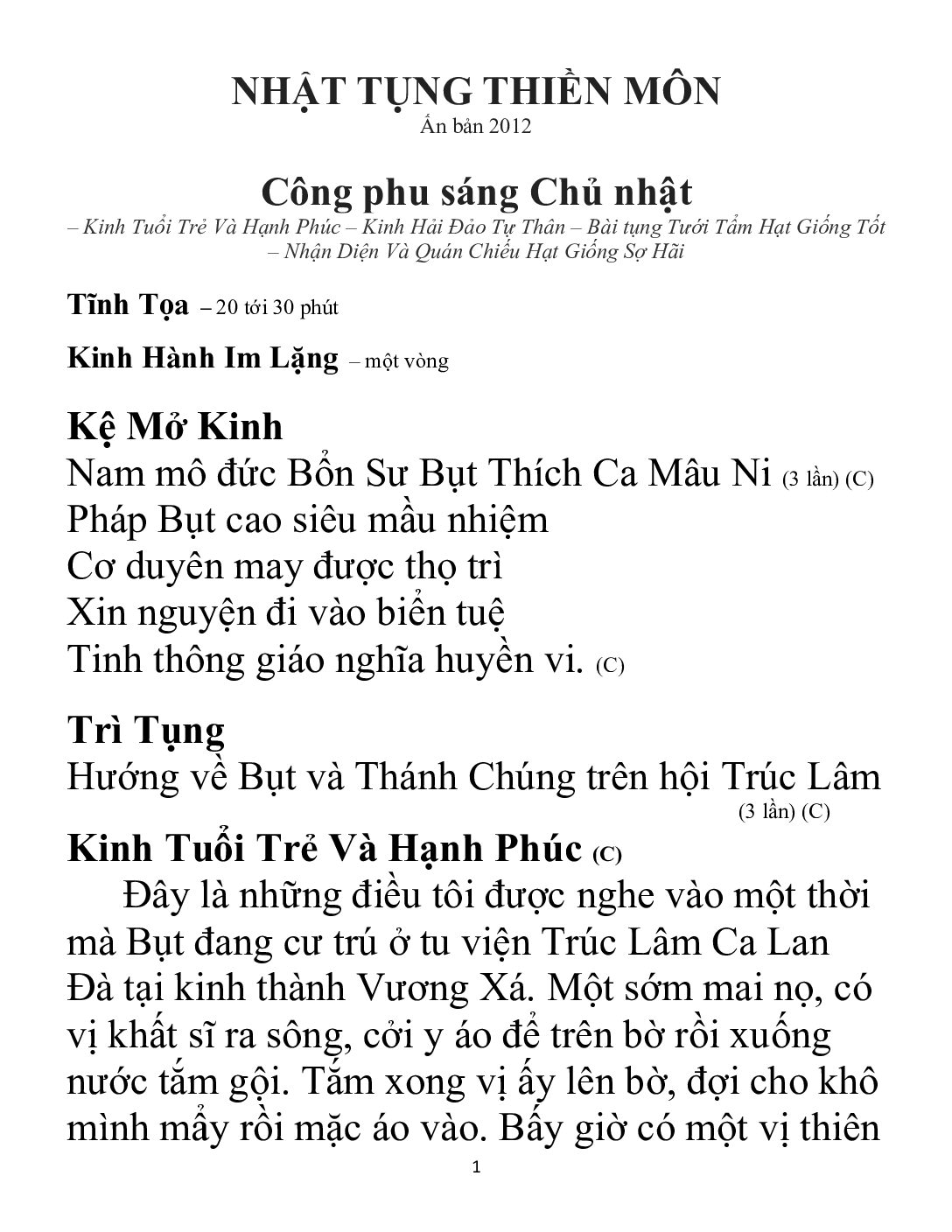 Bìa Nhật Tụng Thiền Môn - Công Phu Sáng Chủ Nhật