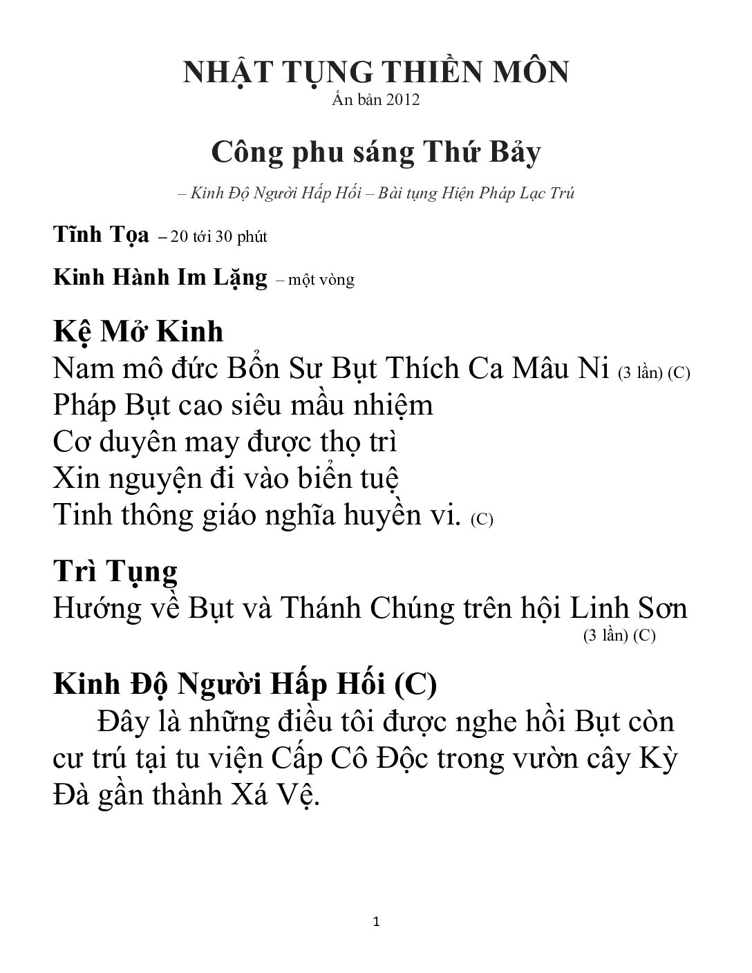 Bìa Nhật Tụng Thiền Môn - Công Phu Sáng Thứ Bảy