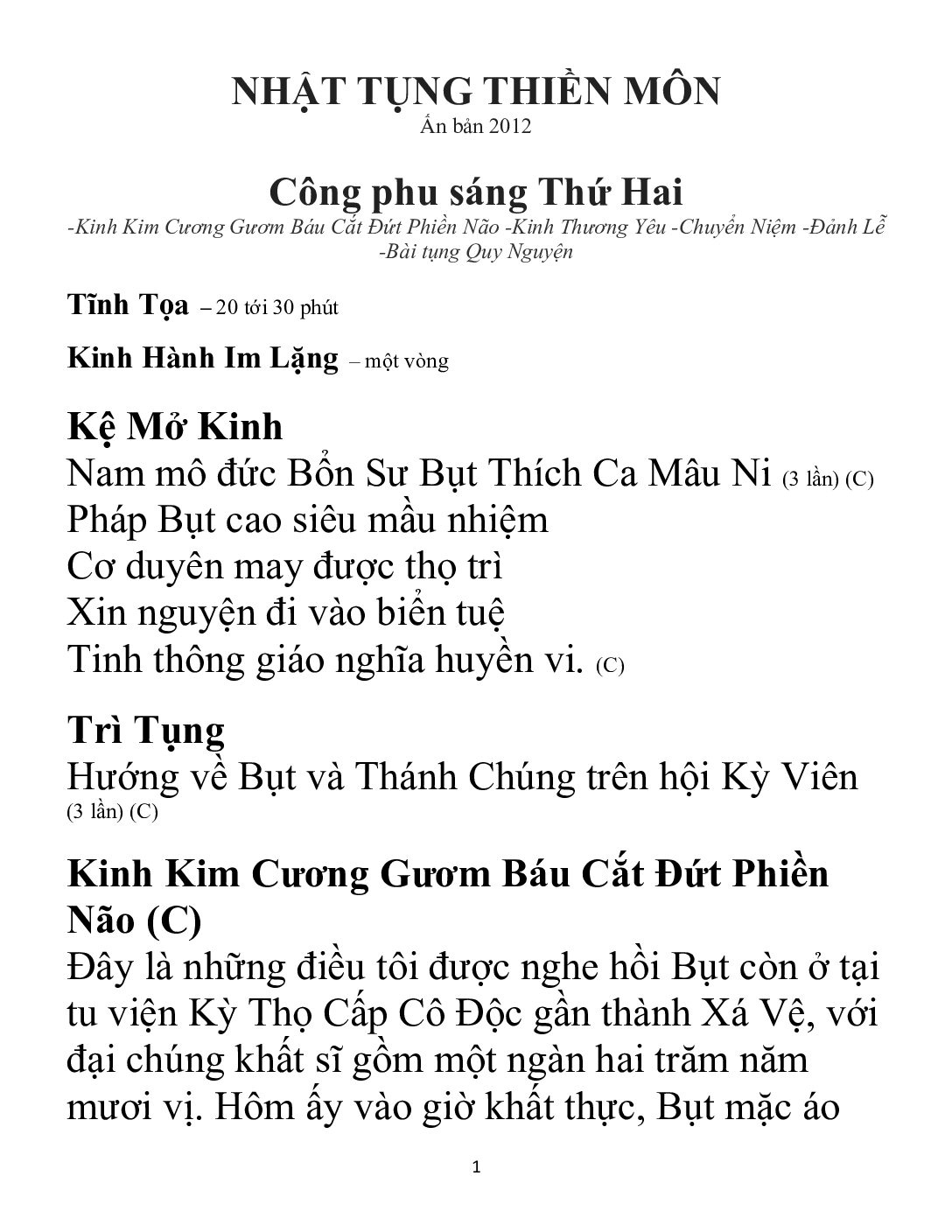 Bìa Nhật Tụng Thiền Môn - Công Phu Sáng Thứ Hai