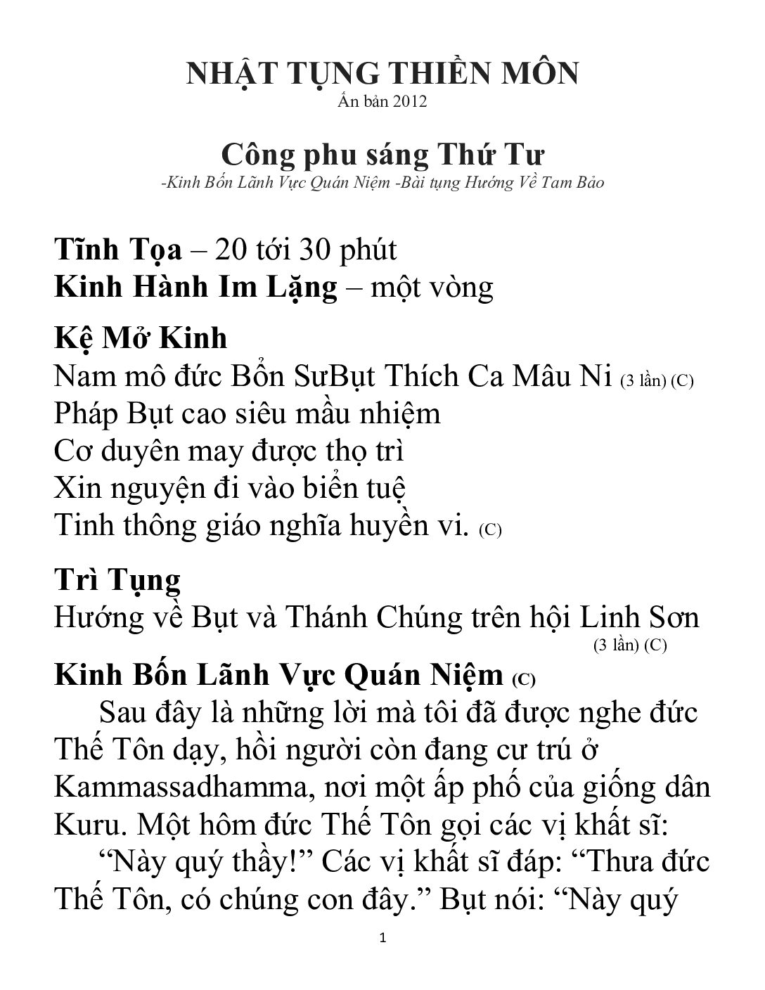 Bìa Nhật Tụng Thiền Môn - Công Phu Sáng Thứ Tư