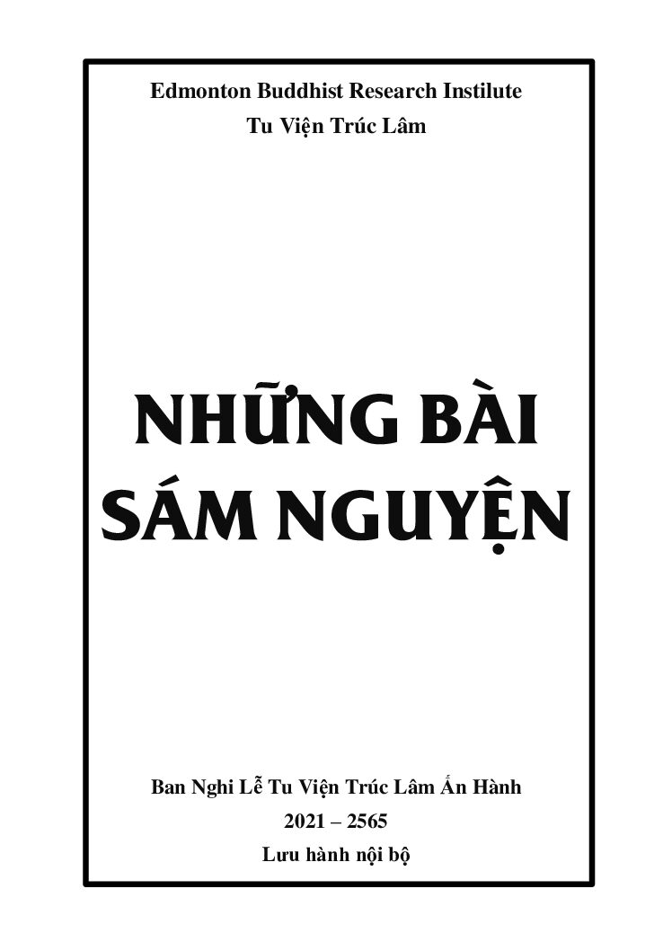 Bìa Những Bài Sám Nguyện - Tu Viện Trúc Lâm và Tây Thiên