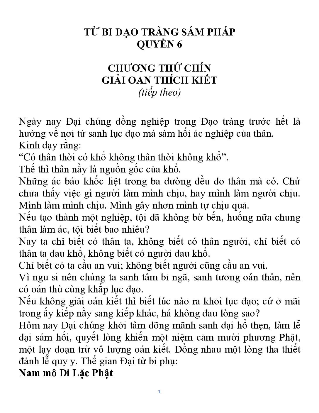 Bìa Từ Bi Đạo Tràng Sám Pháp (Lương Hoàng Sám) – TVG dịch – Quyển 06
